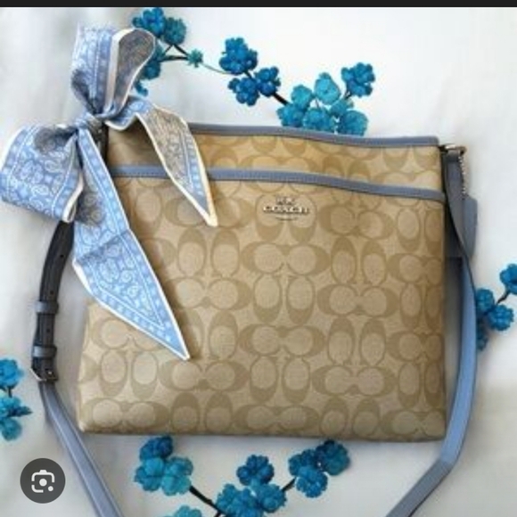 Coach Handbags - Low Start Coach-Signture File Crossbody Bag (Khaki-Blue 🩵🤎)